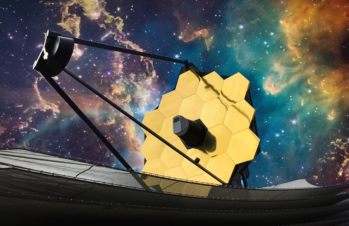 Jwst,In,Deep,Space.,Space,Telescope,Flight,In,Far,Galaxies.